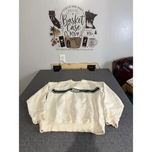 PINK Victorias Secret Campus Jersey Crewneck Cream And Emerald Green Sz S